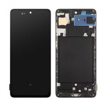 Дисплей для Samsung A715 Galaxy A71 2020 с черным тачскрином и корпусной рамкой, OLED 1119949 фото