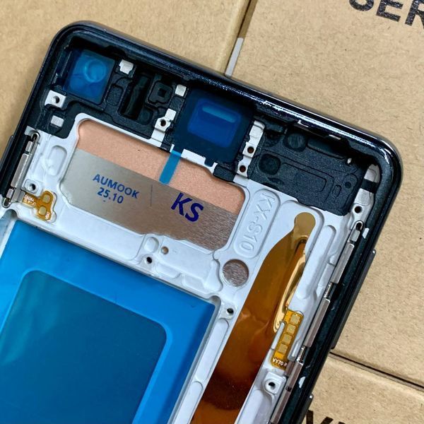 Дисплей для Samsung G973 Galaxy S10 з чорним тачскріном та корпусною рамкою, IPS (дисплей не заокруглений) 248839 фото