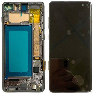 Дисплей для Samsung G975 Galaxy S10 Plus с черным тачскрином и корпусной рамкой, IPS (дисплей не скруглен) 535101 фото