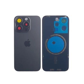 Задняя крышка корпуса iPhone 15 Pro Black Titanium в сборе со стеклом камеры и магнитами 9110396 фото