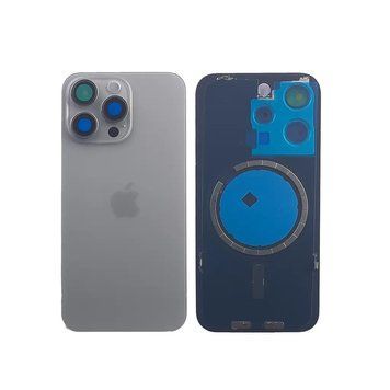 Задня кришка корпусу iPhone 15 Pro Max Natural Titanium в зборі зі склом камери та магнітами 9939348 фото
