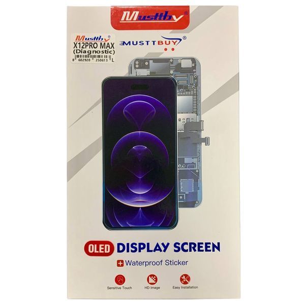 Дисплей для iPhone 12 Pro Max с черным тачскрином, Musttby OLED | Привязывается к iOS 18/26 | В настройках статус "USED" 519556 фото